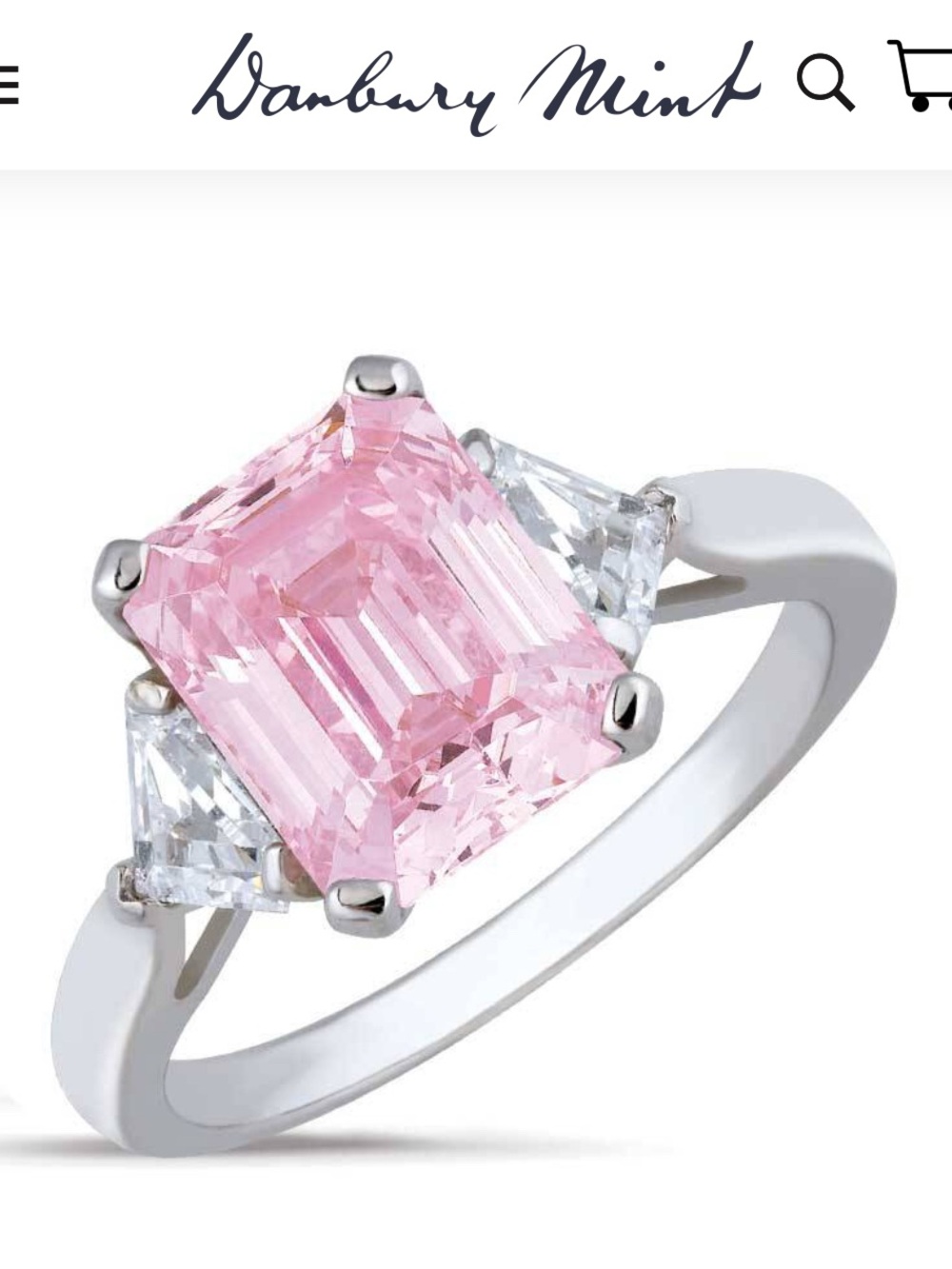 Danbury Mint Pink Diamonisse Ring Sz 5